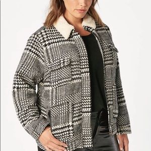 Plaid Jacket with Shearling Collar